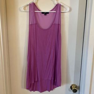 Purple tank with sheer shoulder area